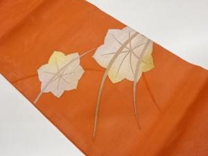 絽芝に紅葉模様織出し名古屋帯